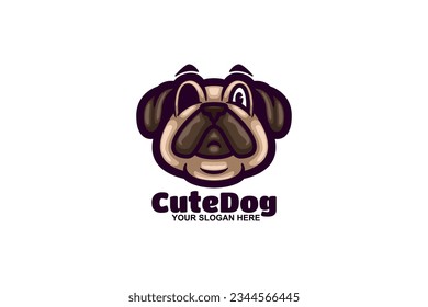diseño del logotipo de la plantilla del vector de la cara de perro lindo