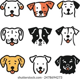 Un lindo perro familia animal conjunto Clipart y icono Vector