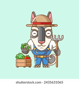 Cute Dog farmers harvest fruit and vegetables cartoon animal character mascot icon flat style illustration concept set