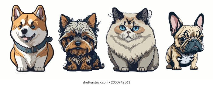 cute dog and fat cat sticker