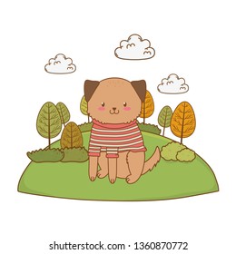 cute dog in the field woodland character