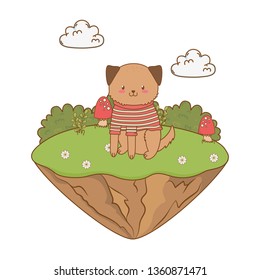 cute dog in the field woodland character
