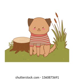 cute dog in the field woodland character