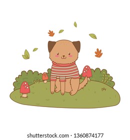 cute dog in the field woodland character