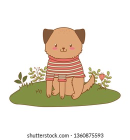 cute dog in the field woodland character
