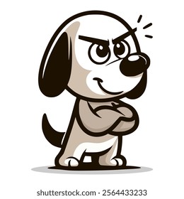 cute dog fierce standing pose pet animal cartoon character vector illustration template design