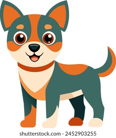 Cute dog flak art style