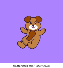 Cute dog is flying. Animal cartoon concept isolated. Can used for t-shirt, greeting card, invitation card or mascot.