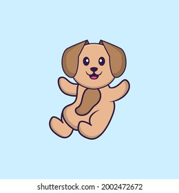 Cute dog is flying. Animal cartoon concept isolated. Can used for t-shirt, greeting card, invitation card or mascot.