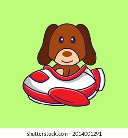 Cute dog flying on a plane.