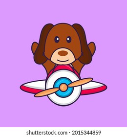 Cute dog flying on a plane.