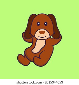 Cute dog is flying. Vector Illustration