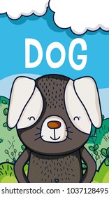 Cute dog in forest cartoon