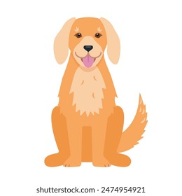 Cute Dog front view. Happy dog icon. Funny pet home animal. Vector illustration isolated on white background.