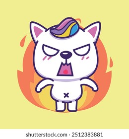 cute dog get angry kawaii illustration