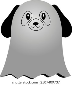 Cute dog ghost in halloween celebration