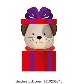 cute dog in gift character