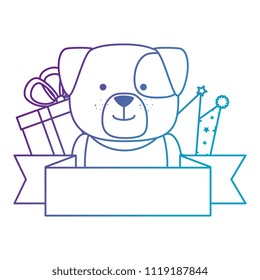 cute dog with gift and hats character