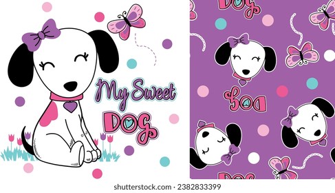 cute dog for girl patterns design