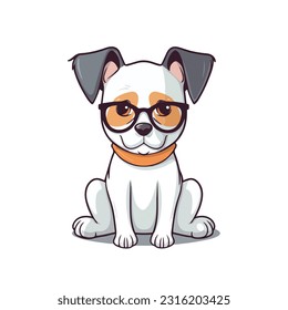 Cute dog in glasses, isolated vector illustration 