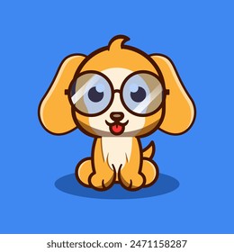 Cute Dog With Glasses Vector Icon Illustration Animal Nature Icon Isolated Flat Vector