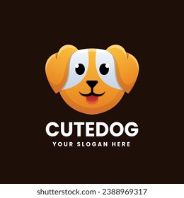 Cute dog gradient colorful logo vector icon illustration