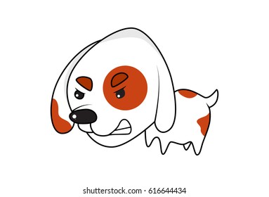 Cute Dog grinning. Vector Illustrations. Isolated on white background.
