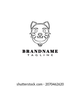 cute dog had logo cartoon icon design template black modern isolated vector illustration