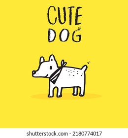 Cute dog hand drawing doodle, Cartoon happy dachshund, Flat vector illustration for prints, clothing, packaging and postcards, cute dog vector, cute animal