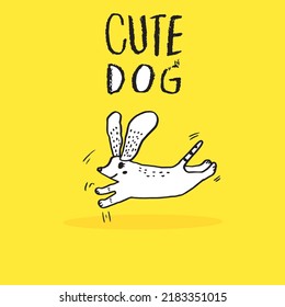 Cute dog hand drawing doodle, Cartoon happy dachshund, Flat vector illustration for prints, clothing, packaging and postcards, cute dog vector, cute animal