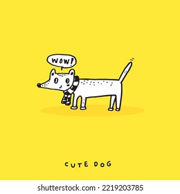 Cute dog hand drawing doodle, Cartoon happy dachshund, Flat vector illustration for prints, clothing, packaging and postcards, cute dog vector, cute animal
