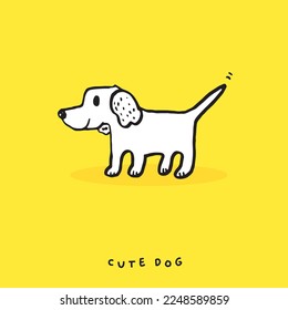 Cute dog hand drawing doodle, Cartoon happy dachshund, Flat vector illustration for prints, clothing, packaging and postcards, cute dog vector, cute animal
