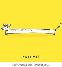 Cute dog hand drawing doodle, Cartoon happy dachshund, Flat vector illustration for prints, clothing, packaging and postcards, cute dog vector, cute animal