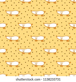 Cute dog hand drawn seamless pattern background, vector illustration