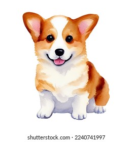 cute dog hand drawn with style watercolor