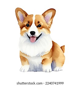 cute dog hand drawn with style watercolor