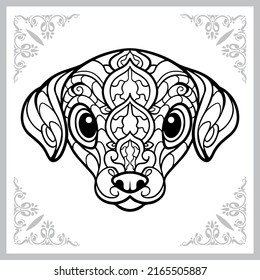 cute dog head cartoon zentangle arts. isolated on white background.