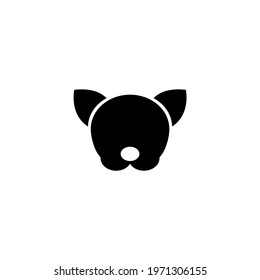 Cute Dog Head, Chihuahua Face. Flat Vector Icon illustration. Simple black symbol on white background. Cute Dog Head, Chihuahua Face sign design template for web and mobile UI element.