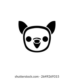 Cute Dog Head, Chihuahua Face Solid Flat Vector Icon Isolated on White Background.