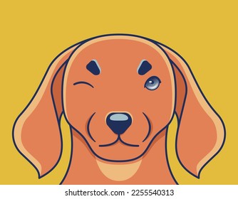 Cute dog head dachshunds cartoon vector icon illustration. animal nature icon concept isolated vector. flat cartoon style