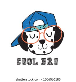 cute dog head drawing as vector for tee print