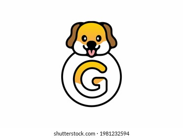 Cute dog head with G initial letter design