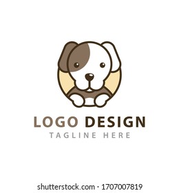 Cabeza de perro recortada dentro de un logotipo de círculo Ilustración vectorial