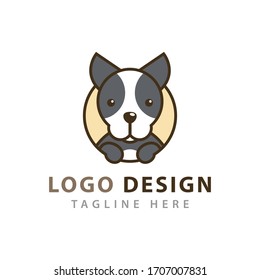 Cabeza de perro recortada dentro de un logotipo de círculo Ilustración vectorial