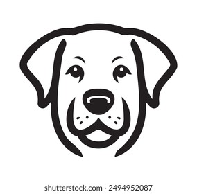 Cute Dog Head Line Art Silhouette Vector. 