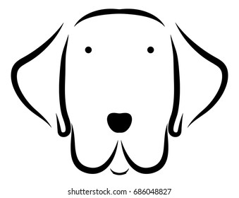 Cute dog head line art drawing