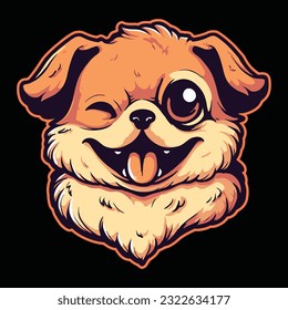 Cute Dog Head Mascot Logo. Dog T-shirt Design. Dog Logo