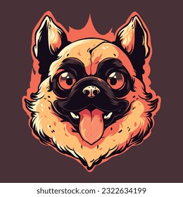 Cute Dog Head Mascot Logo. Dog T-shirt Design. Dog Logo