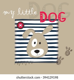 cute dog head on striped background vector illustration