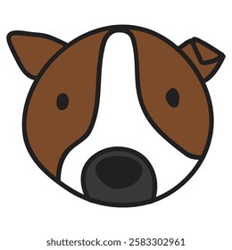 Cute dog head on white background. Vector illustration in flat style